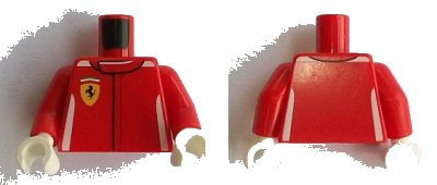 LEGO onderdeel Torso Speed Champions with Ferrari Logo Pattern / Red Arms / White Hands (973pb2044c01)