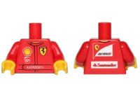 LEGO part Torso Racing Suit with Ferrari, Shell, UPS, and Kaspersky Logos on Front, Scuderia Ferrari and Santander Logos on Back Pattern (Stickers) / Red Arms / Yellow Hands 973pb2133c01