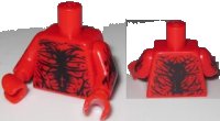 LEGO onderdeel Torso Spider-Man Black Muscles Outline with Tendrils on Front and Back Pattern (Carnage) / Red Arms with Tendrils Pattern / Red Hands 973pb2167c01