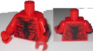LEGO onderdeel Torso Spider-Man Black Muscles Outline with Tendrils on Front and Back Pattern (Carnage) / Red Arms with Tendrils Pattern / Red Hands (973pb2167c01)