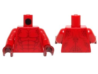 LEGO onderdeel Torso Bare Chest with Muscles and Dark Red Spots Pattern / Red Arms / Dark Red Hands (973pb2195c01)