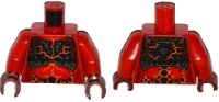 LEGO part Torso Nexo Knights Female Armor Chest Plate, Orange and Dark Red Cracks and Orange, Black and Dark Red Spots Pattern / Red Arms / Dark Red Hands 973pb2236c01