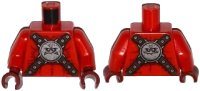 LEGO onderdeel Torso Nexo Knights Bare Chest with Silver Circular Chest Armor with Straps Pattern / Red Arms / Dark Red Hands 973pb2241c01