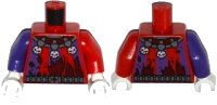 LEGO part Torso Nexo Knights Tattered Shirt, Dark Bluish Gray Belt, Jester's Collar with Skulls Pattern / Red Arm Left / Dark Purple Arm Right / White Hands 973pb2298c01
