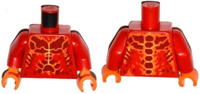 LEGO onderdeel Torso Nexo Knights Bare Chest with Dark Red, Yellow and Orange Bones Pattern / Red Arms / Orange Hands (973pb2446c01)