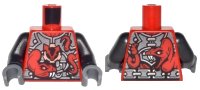 LEGO part Torso Ninjago Metallic Silver Armor with 2 Large Red Snakes with White Fangs and Clock Pattern / Pearl Dark Gray Arms / Dark Bluish Gray Hands 973pb2609c01