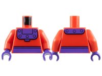 LEGO onderdeel Torso Super Hero Costume Dark Purple Belt and Collar with Rivets Pattern / Red Arms / Dark Purple Hands 973pb2716c01