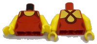 LEGO part Torso Female Swimsuit with Yellow Neck and Dark Red Crossed Straps on Back Pattern / Yellow Arms / Yellow Hands 973pb2730c01