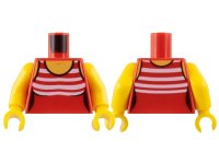 LEGO onderdeel Torso Female Swimsuit with White Horizontal Stripes on Chest, Yellow Neck and Shoulders Pattern / Yellow Arms / Yellow Hands 973pb2733c01