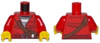 LEGO onderdeel Torso Town Prisoner Shirt Under Fringed Jacket with Leather Pouch Pattern / Red Arms / Yellow Hands 973pb2916c01