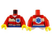 LEGO part Torso Female Jacket over White Shirt, Safety Stripes, Small EMT Star and EMT Star of Life on Back Pattern / Red Arms / Yellow Hands 973pb2992c01