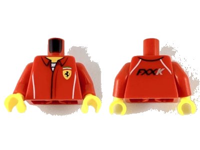 LEGO onderdeel Torso Speed Champions with Ferrari Logo over White Shirt Pattern / Red Arms / Yellow Hands (973pb3004c01)