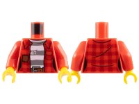 LEGO onderdeel Torso Town Female Prisoner Plaid Shirt over Striped Undershirt with '87' Pattern / Red Arms / Yellow Hands 973pb3009c01