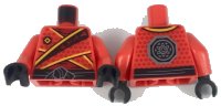 LEGO part Torso Ninja Tunic with Dark Red Diamonds, Bright Light Orange Trim, Black Sash Pattern / Red Arms / Black Hands 973pb3048c01