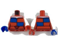 LEGO onderdeel Torso Strapless Top with White Neck, Red and Blue Checkboard Panels, Ruby Belt Buckle Pattern / White Arms / Red Hand Left / Blue Hand Right 973pb3084c01