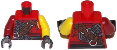 LEGO onderdeel Torso Ninjago Armor Chain Mail with Reddish Brown Wide Belt and Black Sash Pattern / Yellow Arm Left / Dark Red Arm Right / Black Hands (973pb3263c01)