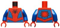 LEGO onderdeel Torso Spider-Man Costume 10 Black Spider, Dark Red Webbing, Blue Vest and Belt Pattern / Blue Arms / Red Hands 973pb3367c01