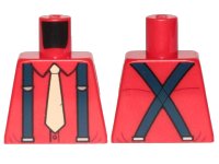 LEGO part Torso Shirt with Tan Tie and Dark Blue Suspenders Pattern 973pb3540