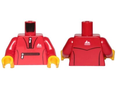 LEGO onderdeel Torso Tracksuit with White Zippers and Mountain Logo Pattern / Red Arms / Yellow Hands (973pb3547c01)