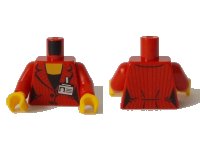LEGO part Torso Female Suit Jacket with Pinstripes and Buttons, Gold Necklace, Black Shirt, and ID Badge Pattern / Red Arms / Yellow Hands 973pb3568c01