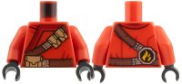 LEGO part Torso Ninjago Robe with Brown Webbing, Silver Buckles, Pouches and Tornado Pattern / Red Arms / Black Hands 973pb3584c01