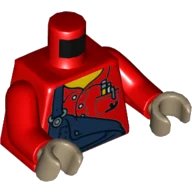 LEGO onderdeel Torso Dark Blue Overalls, Shirt, Pocket with Pen and Pencil Pattern / Red Arms / Dark Tan Hands (973pb3647c01)