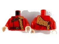 LEGO part Torso Medium Nougat Fur Stole, Reddish Brown Shoulder Strap and Belt with Gold Buckles Pattern / Red Arms / Light Nougat Hands 973pb3700c01