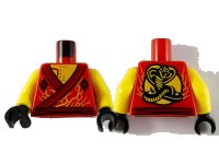 LEGO part Torso Gi, Dark Red Hems, Yellow Chest and Electricity, Cobra on Back Pattern / Yellow Arms / Black Hands 973pb3806c01