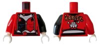 LEGO part Torso Female Outline, Black And Red Open Jacket with 'HARLEY' on Back, Stars and Corset Pattern / Black Arm Left / Red Arm Right / White Hands 973pb3946c01