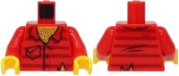 LEGO part Torso Worn Shirt with Dark Red Stripes and Pocket, Hairy Chest Pattern / Red Arms / Yellow Hands 973pb4007c01