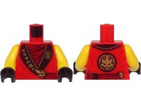LEGO part Torso Ninjago Robe, Dark Red Shirt, Wide Black Hems with Gold Characters and Dragon Pattern / Yellow Arms / Black Hands 973pb4045c01