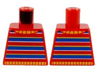 LEGO part Torso Sweater, Bright Light Orange Collar, Yellow, Blue and White Stripes Pattern 973pb4079