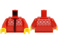 LEGO part Torso Winter Jacket with Zipper and Knitted White Hashmarks, Triangles, Lines and Squares Pattern / Red Arms / Yellow Hands 973pb4101c01