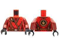 LEGO onderdeel Torso Tunic, Gold Ninjago Logogram Letter K, Dark Red Mesh, Reddish Brown Belt Pattern / Dark Red Arms / Black Hands 973pb4211c01