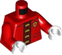 LEGO onderdeel Torso Fire Jacket with Gold Clasps and Fire Logo Badge Front and Back Pattern / Red Arms / White Hands 973pb4298c01