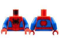 LEGO part Torso Black Spider, Dark Red Webbing, Blue Side Panels, Red Spider on Back Pattern / Blue Arms / Red Hands 973pb4541c01