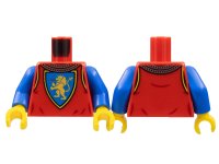 LEGO onderdeel Torso Castle Surcoat, Silver Chain Mail Collar, Yellow Lion with Raised Foot on Blue Shield Emblem Pattern / Blue Arms / Yellow Hands 973pb4840c01