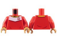 LEGO part Torso Soccer Uniform, Yellow Collar, White Shoulder Panel, Dark Red Dice Logo Pattern / Red Arms / Medium Nougat Hands 973pb4961c06