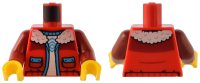 LEGO onderdeel Torso Jacket with White Fleece Collar, Dark Azure Trim and Pockets over White Shirt Pattern / Dark Red Arms / Yellow Hands 973pb5103c01