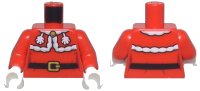 LEGO part Torso Female Dress with White Fur Trim, Collar, and Tassels, Black Belt with Gold Buckle Pattern / Red Arms / White Hands 973pb5856c01