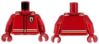 LEGO part Torso Racing Suit with Ferrari Logo and White and Yellow Stripes on Shoulders and Waist Pattern / Red Arms / Red Hands 973pb6024c01