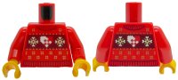 LEGO part Torso Knit Fair Isle Holiday Sweater with Dark Red Collar, Trim and Panel, Gold and White Snowflakes and Heart Pattern (BAM) / Red Arms / Yellow Hands 973pb6388c01