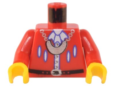 LEGO onderdeel Torso Pirate Imperial Armada Black Belt, Silver Buttons, Necklace Pattern / Red Arms / Yellow Hands (973px136c01)