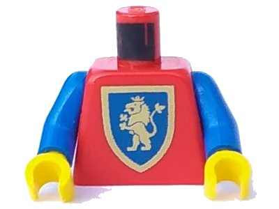 LEGO onderdeel Torso Castle Crusaders Gold Lion Shield Pattern / Blue Arms / Yellow Hands (973px138c01)