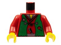 LEGO part Torso Castle Ninja Vest Green Tattered Pattern (Robber) / Red Arms / Yellow Hands 973px14c01