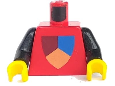 LEGO onderdeel Torso Castle Classic Shield Tri-Colored Pattern / Black Arms / Yellow Hands (973px47c01)