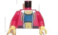 LEGO onderdeel Torso Studios Crop Top and Navel Pattern (Blank Back) / Red Arms / Yellow Hands 973px78c01