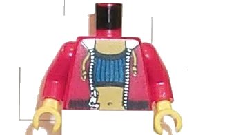 LEGO onderdeel Torso Studios Crop Top and Navel Pattern (Blank Back) / Red Arms / Yellow Hands (973px78c01)
