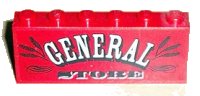 LEGO part Stickered Assembly 6 x 1 x 2 with 'GENERAL STORE' Pattern (Sticker) - Set 6765 - 2 Brick 1 x 6 BA003pb03