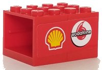 LEGO part Stickered Assembly 4 x 3 x 2 with Shell and Vodafone Logos Pattern Model Left Side (Sticker) - Set 8672 - 2 Container, Cupboard 2 x 3 x 2 - Solid Studs BA109pb02L